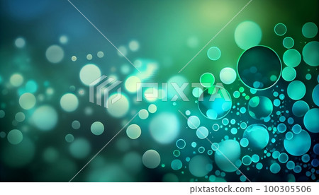 A cool blue and green gradient with circular bokeh lights, evoking a sense of calmness and serenity, Generative AI, illustration 100305506