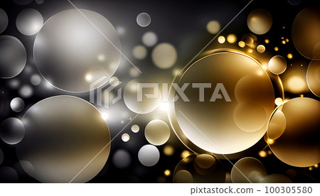 A golden and silver gradient with circular bokeh lights, adding a touch of luxury and glamour to your design, Generative AI, illustration A golden and silver gradient with circular bokeh lights, adding a touch of luxury and glamour to your design, Generative AI, illustration 100305580
