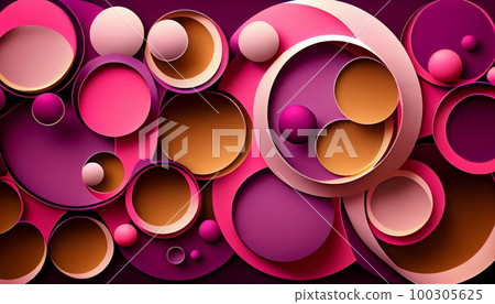 A pattern of overlapping circles in shades of pink and purple, Generative AI, illustration A pattern of overlapping circles in shades of pink and purple, Generative AI, illustration 100305625