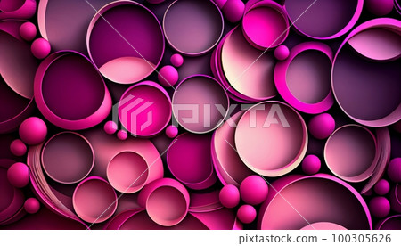 A pattern of overlapping circles in shades of pink and purple, Generative AI, illustration 100305626
