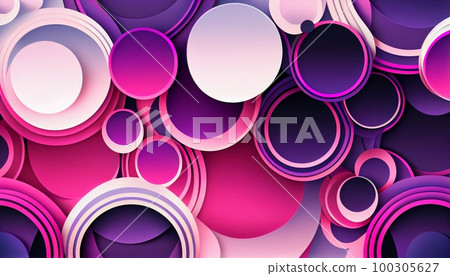 A pattern of overlapping circles in shades of pink and purple, Generative AI, illustration A pattern of overlapping circles in shades of pink and purple, Generative AI, illustration 100305627