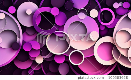 A pattern of overlapping circles in shades of pink and purple, Generative AI, illustration A pattern of overlapping circles in shades of pink and purple, Generative AI, illustration 100305628
