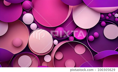 A pattern of overlapping circles in shades of pink and purple, Generative AI, illustration 100305629