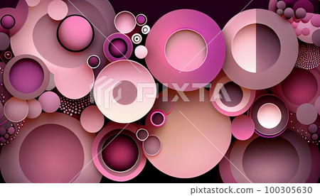 A pattern of overlapping circles in shades of pink and purple, Generative AI, illustration 100305630