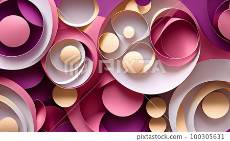 A pattern of overlapping circles in shades of pink and purple, Generative AI, illustration A pattern of overlapping circles in shades of pink and purple, Generative AI, illustration 100305631