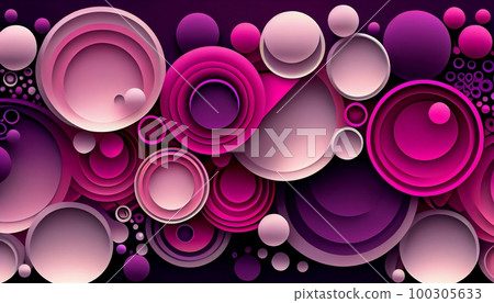 A pattern of overlapping circles in shades of pink and purple, Generative AI, illustration 100305633