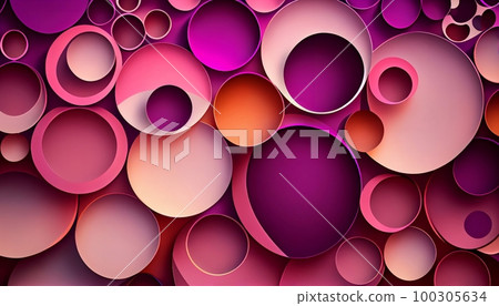 A pattern of overlapping circles in shades of pink and purple, Generative AI, illustration A pattern of overlapping circles in shades of pink and purple, Generative AI, illustration 100305634