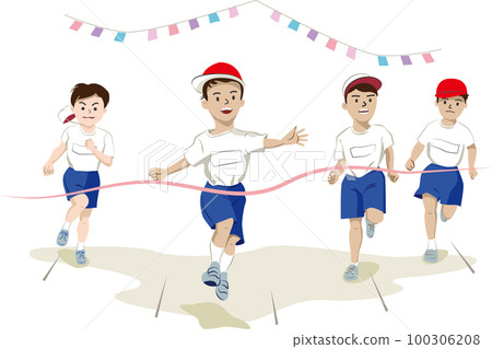 Illustration of cutting the goal tape of athletic meet / foot race (pantoncolor not used) Illustration of cutting the goal tape of athletic meet / foot race (pantoncolor not used) 100306208