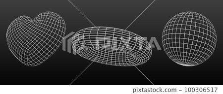 3d wireframe heart shape, geometric mesh sphere 100306517