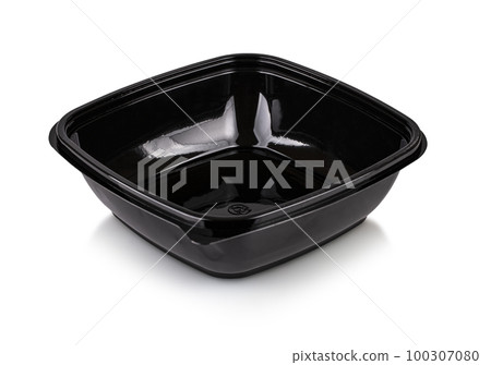 black plastic disposable plate isolated on white background black plastic disposable plate isolated on white background 100307080