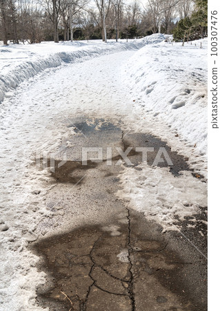 雪路，融雪，融雪路，融雪路，瀝青水坑 100307476