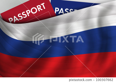 Russian flag background and passport of Russia.  Russian flag background and passport of Russia.  100307662