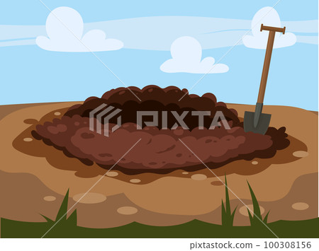 Digging Hole in the ground, burrow ground works digging, shovel. 100308156