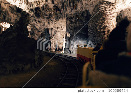 Karst cave with a railway Karst cave with a railway 100309424