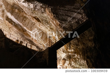 Russian bridge inside the Postojna cave Russian bridge inside the Postojna cave 100309439