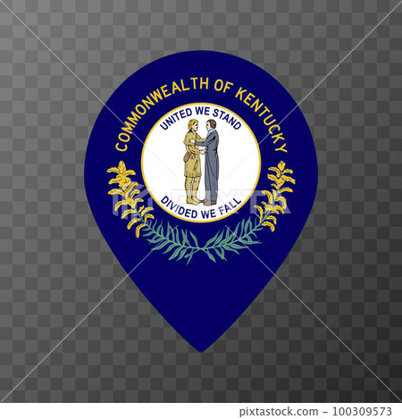 Map pointer with flag Kentucky state. Vector illustration. 100309573