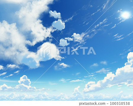 Illustration background material of blue sky and clouds Illustration background material of blue sky and clouds 100310538