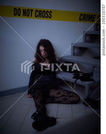young woman lying dead on the floor after rape young woman lying dead on the floor after rape 100310787