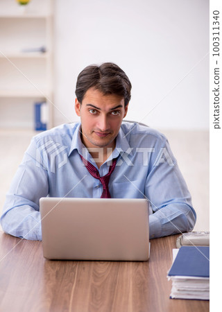 Young male employee working in the office Young male employee working in the office 100311340