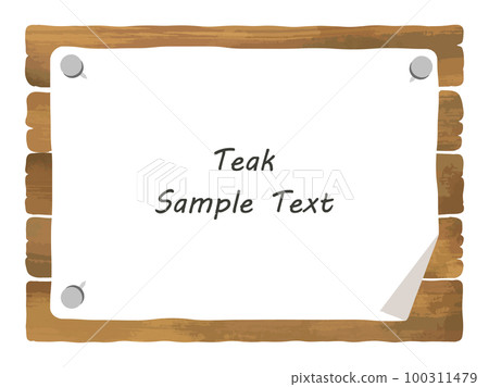 Teak_Illustration material of a wooden sign with a sticker Teak_Illustration material of a wooden sign with a sticker 100311479