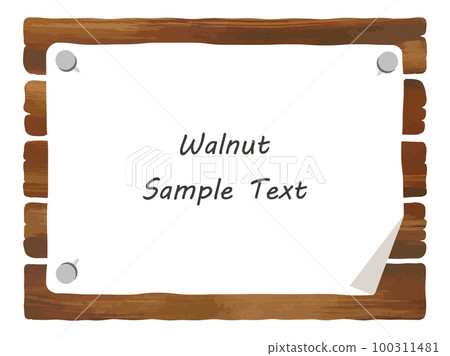 Walnut_Illustration material of a wooden sign with a sticker 100311481