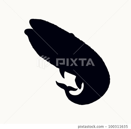 Vector drawing. Whale swims in the sea 100311635