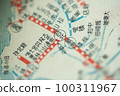 Location of Taipei city in Japanese Kanji, translate English as Taipei in the marking of square, retro old map before World War II 100311967