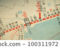 Location of Miyazaki city in Japanese Kanji, translate English as Miyazaki in the marking of square, retro old map before World War II 100311972