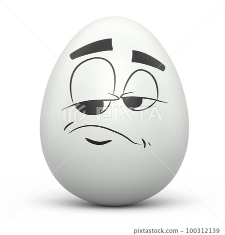 Farm white painted egg with expressions and funny face on white background Farm white painted egg with expressions and funny face on white background 100312139