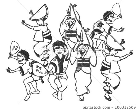 印花風格，阿波舞多人跳 100312509