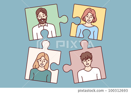 Puzzle employees for team formation and personnel selection by employees recruiting agency  100312693