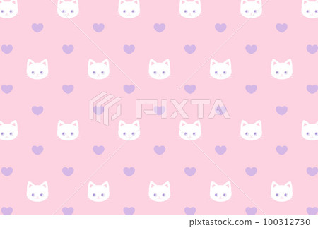 Seamless pattern with cats and hearts Seamless pattern with cats and hearts 100312730