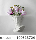 David's statue bust of Michelangelo and a bouquet of flowers like a brain. 100313720