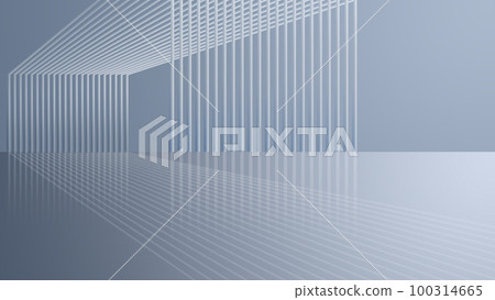 3D rendering of architectural space with silver and white line structure 3D rendering of architectural space with silver and white line structure 100314665