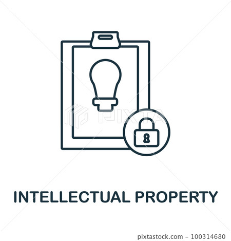 Intellectual Property outline icon. Monochrome simple Intellectual Property line icon for templates, web design and infographics Intellectual Property outline icon. Monochrome simple Intellectual Property line icon for templates, web design and infographics 100314680