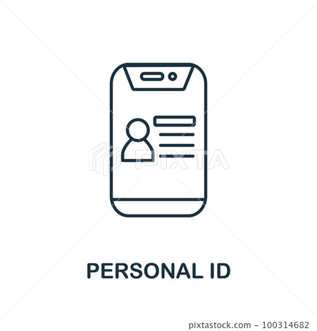 Personal Id outline icon. Monochrome simple Personal Id line icon for templates, web design and infographics Personal Id outline icon. Monochrome simple Personal Id line icon for templates, web design and infographics 100314682