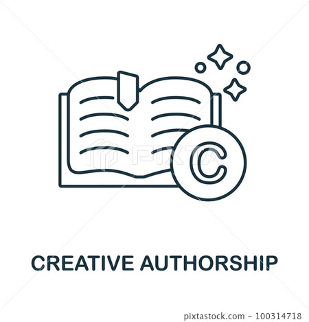 Creative Authorship outline icon. Monochrome simple Creative Authorship line icon for templates, web design and infographics 100314718