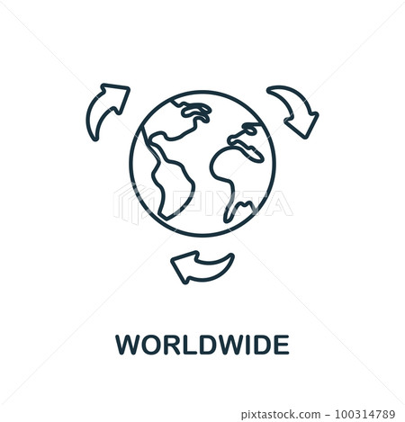 Worldwide line icon. Monochrome simple Worldwide outlineicon for templates, web design and infographics 100314789