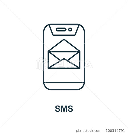 Sms line icon. Monochrome simple Sms outlineicon for templates, web design and infographics 100314791