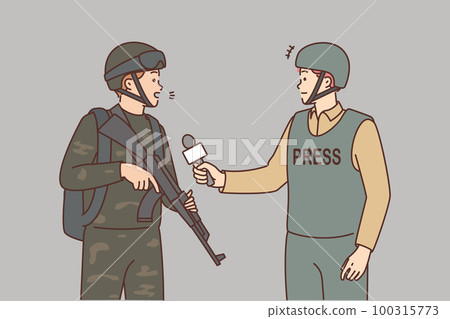 War journalist interview soldier  100315773