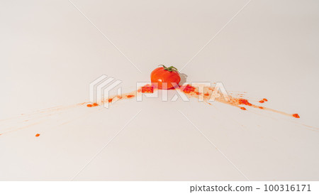 Fresh cherry crushed tomato on a light background. 100316171