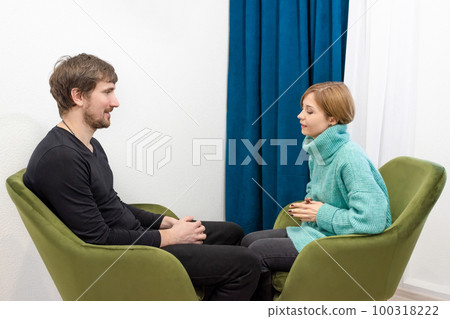 A man at a consultation with a psychologist in the office. The Doctor Consulted a Male Patient Working On Male Health or Mental Health Issues. Crisis, depression, unemployment 100318222