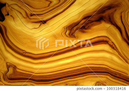 Olive Wood Texture Background, Solid Wooden Waves Pattern, Vintage Painting, Abstract Generative AI Illustration 100318416