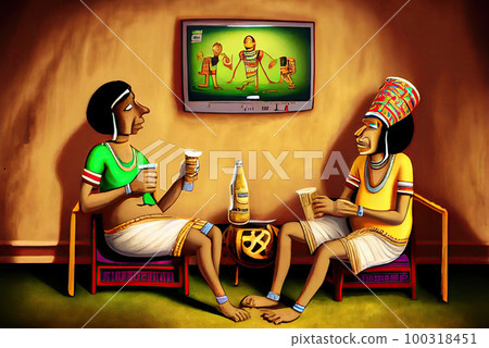 Ancient Pharaohs Watch A Football Match, Absurd Funny Illustration Imitation, Abstract Generative AI Illustration Ancient Pharaohs Watch A Football Match, Absurd Funny Illustration Imitation, Abstract Generative AI Illustration 100318451