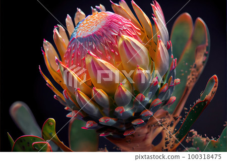 Protea Flower, African Protea, Abstract Generative AI Illustration 100318475