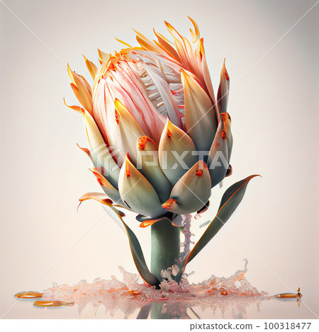 Protea Flower, African Protea, Abstract Generative AI Illustration 100318477