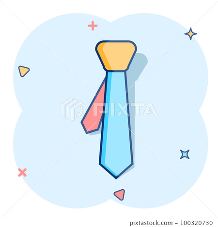 Vector cartoon tie icon in comic style. Necktie sign illustration pictogram. Tie business splash effect concept. 100320730