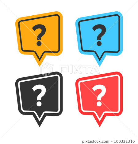 Question mark icon in flat style. Faq vector illustration on isolated background. Ask help sign business concept. Question mark icon in flat style. Faq vector illustration on isolated background. Ask help sign business concept. 100321310