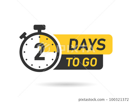 2 days left icon in flat style. Offer countdown date number vector illustration on isolated background. Sale promotion timer sign business concept. 100321372