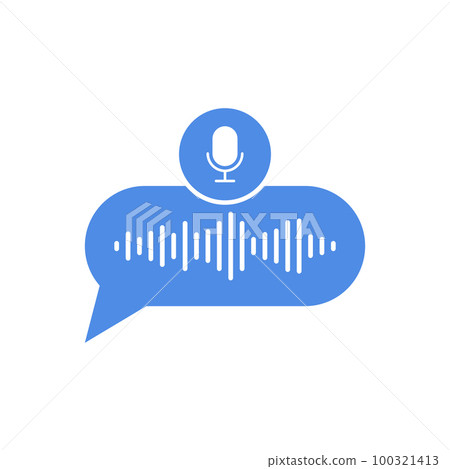 Voice message bubble icon in flat style. Chat soundwave vector illustration on isolated background. Audio sign business concept. 100321413